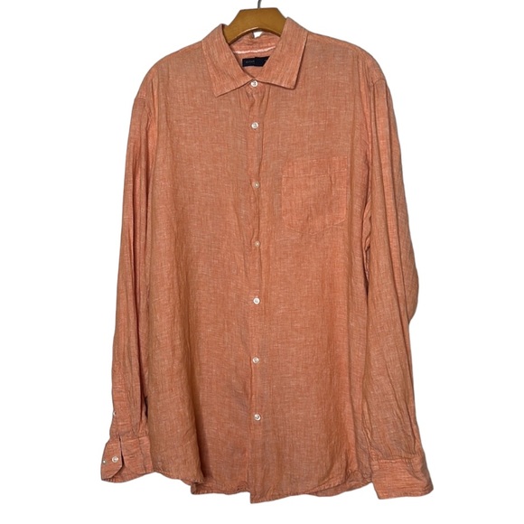 Banana Republic Other - Banana Republic Men’s Linen Long Sleeve Button Down Shirt Orange Size Large